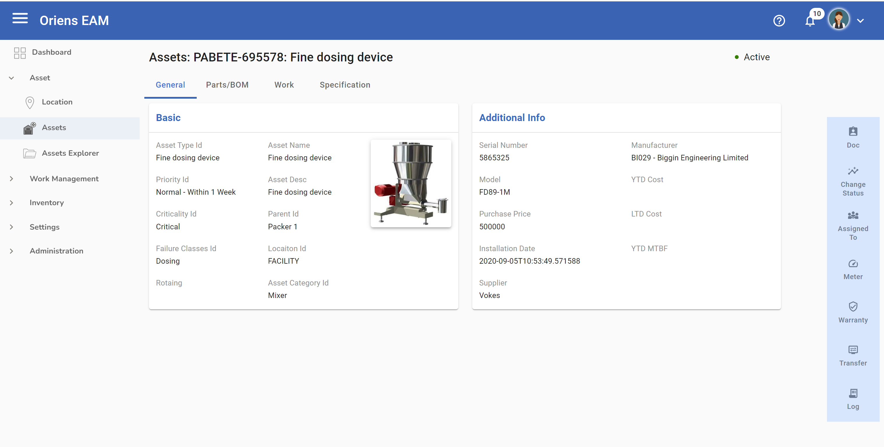 Asset Management Interface
